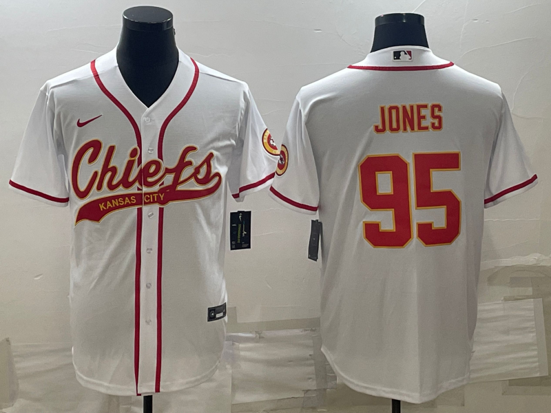 Men's Kansas City Chiefs Chris Jones #95 White Jersey Joint Edition
